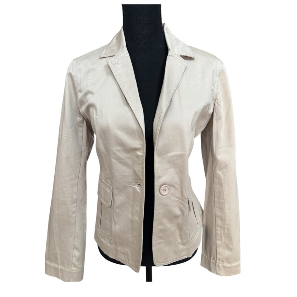 Caribbean Joe Cotton Classic Casual Beige Blazer Jacket With Pockets Size M - Picture 2 of 7